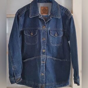 Ami, vintage Blue Denim Jacket with Tan Label